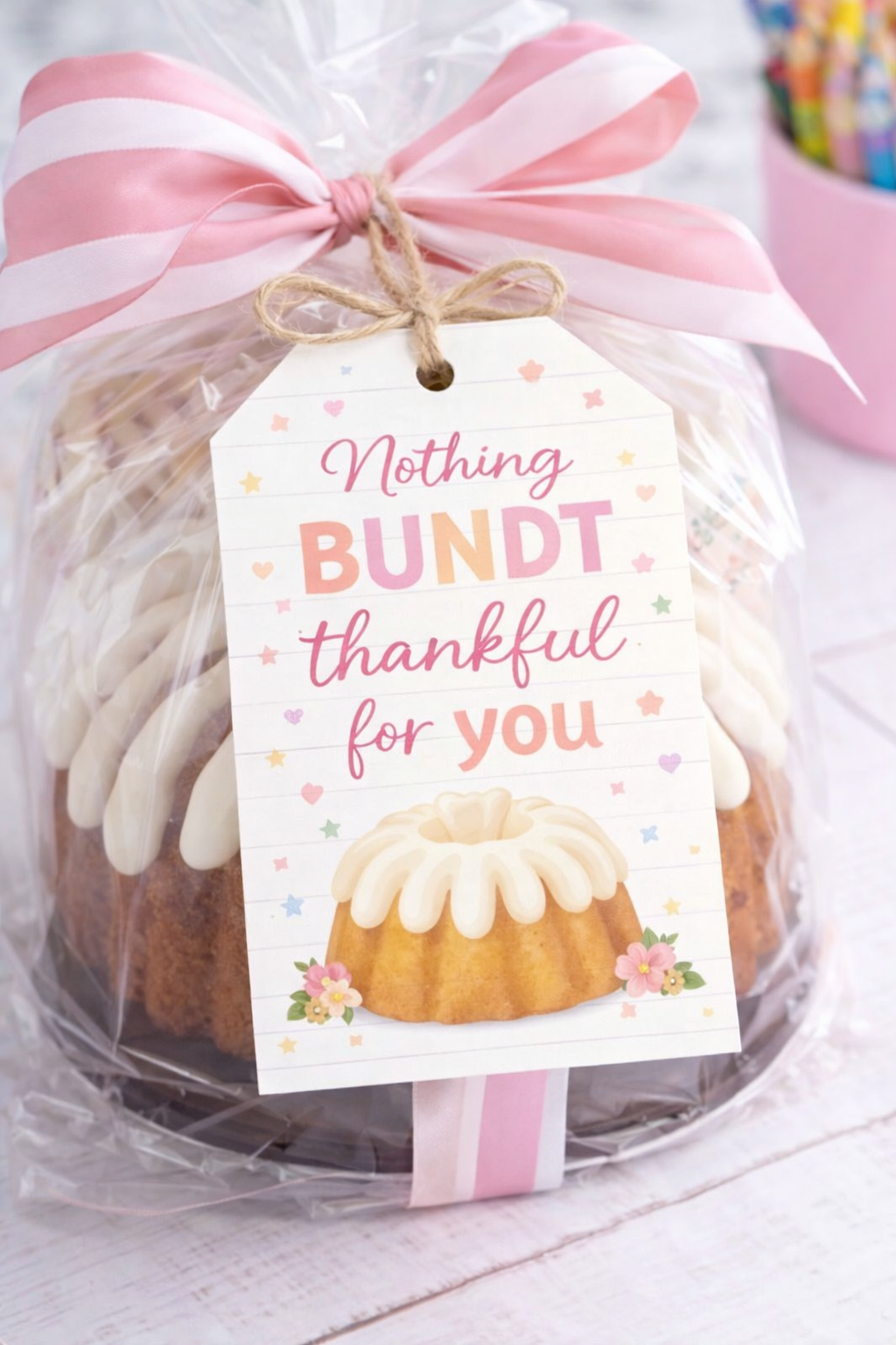 Printable Teacher Gift Tag Bundle | Bundt Cake Tag | Nothing Bundt Thankful For You | Instant Download Teacher Appreciation Gift