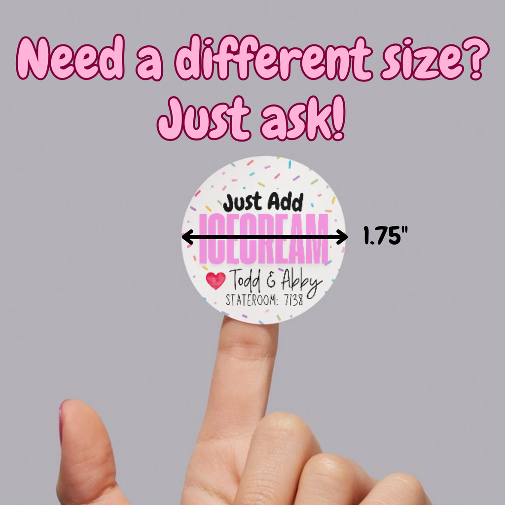 Personalized “Just Add Ice Cream” Stickers | Cruise Pixie Dust Tags | Custom Party Favor Labels