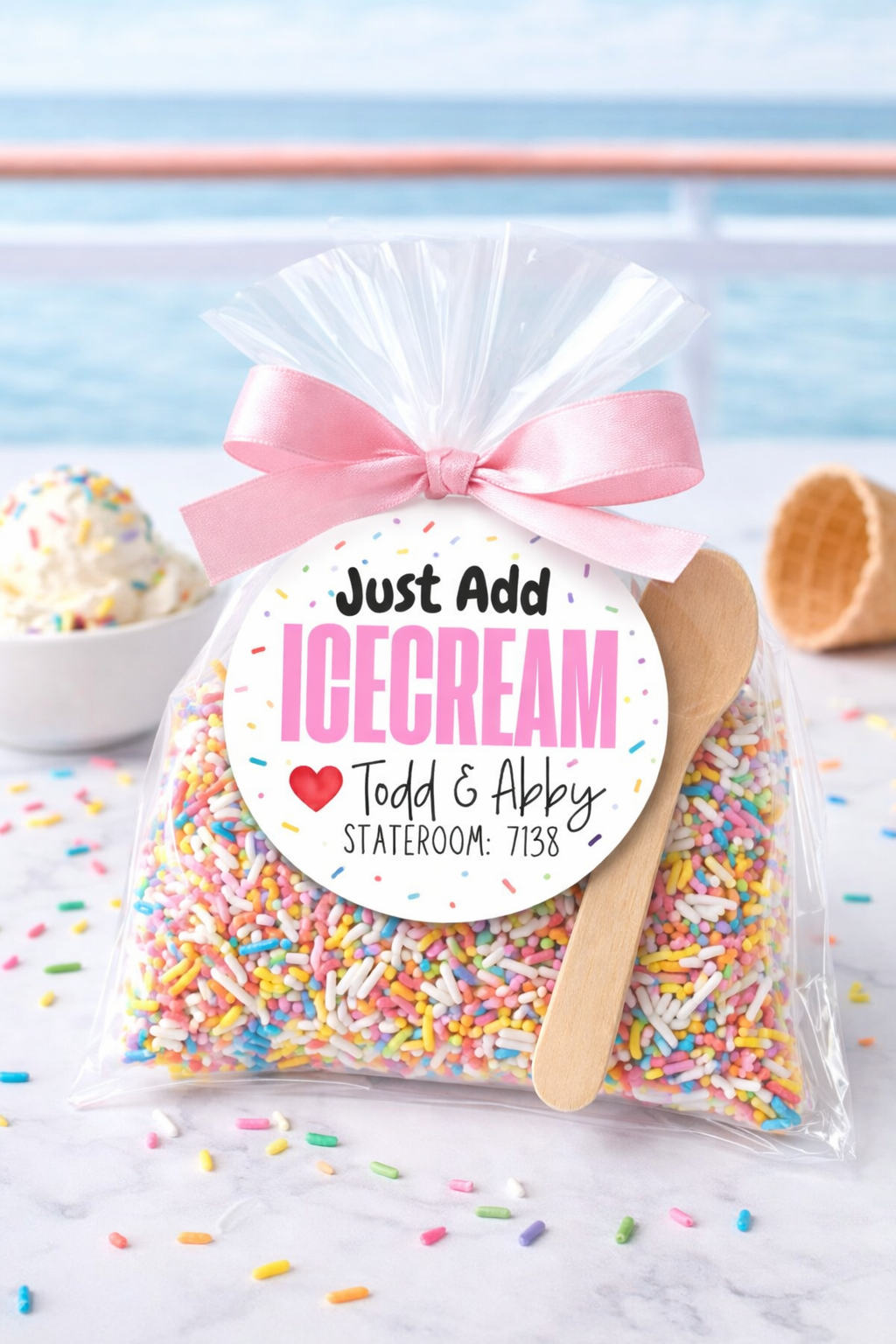 Personalized “Just Add Ice Cream” Stickers | Cruise Pixie Dust Tags | Custom Party Favor Labels